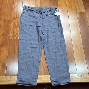 NWT Tahari Women Linen Blueish Grey Pants Elastic Waist‎ size XL